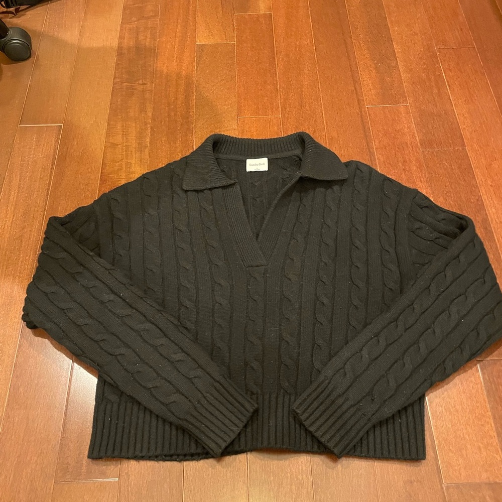Women's Black Cable Knit Sweater